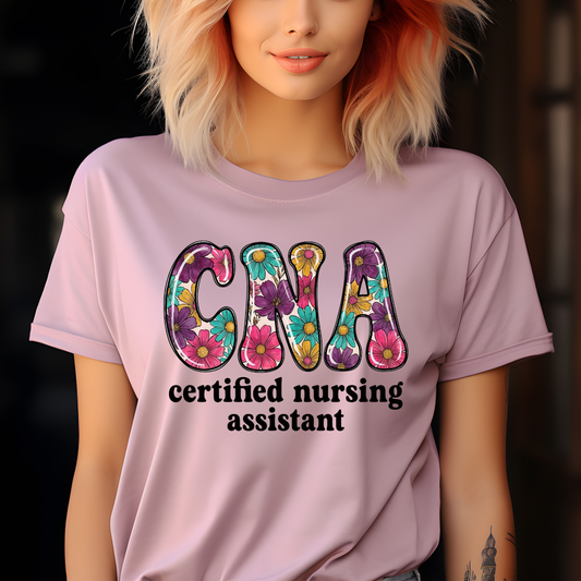 Floral CNA certified-nursing-assistant DTF Transfer