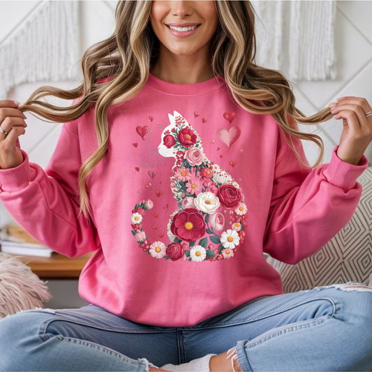 Floral Cat DTF Transfer