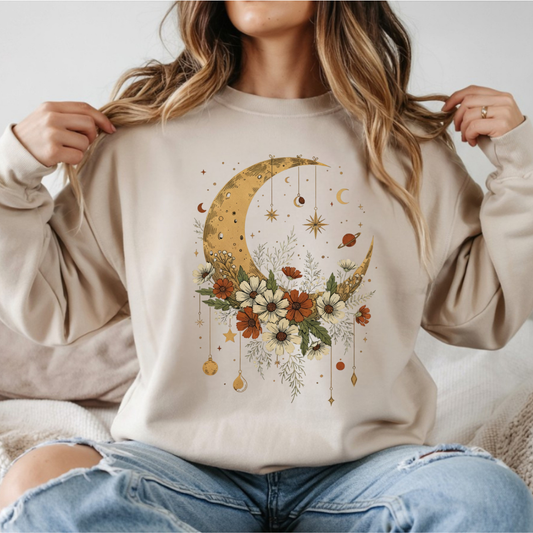 Floral Celestial Moon DTF Transfer