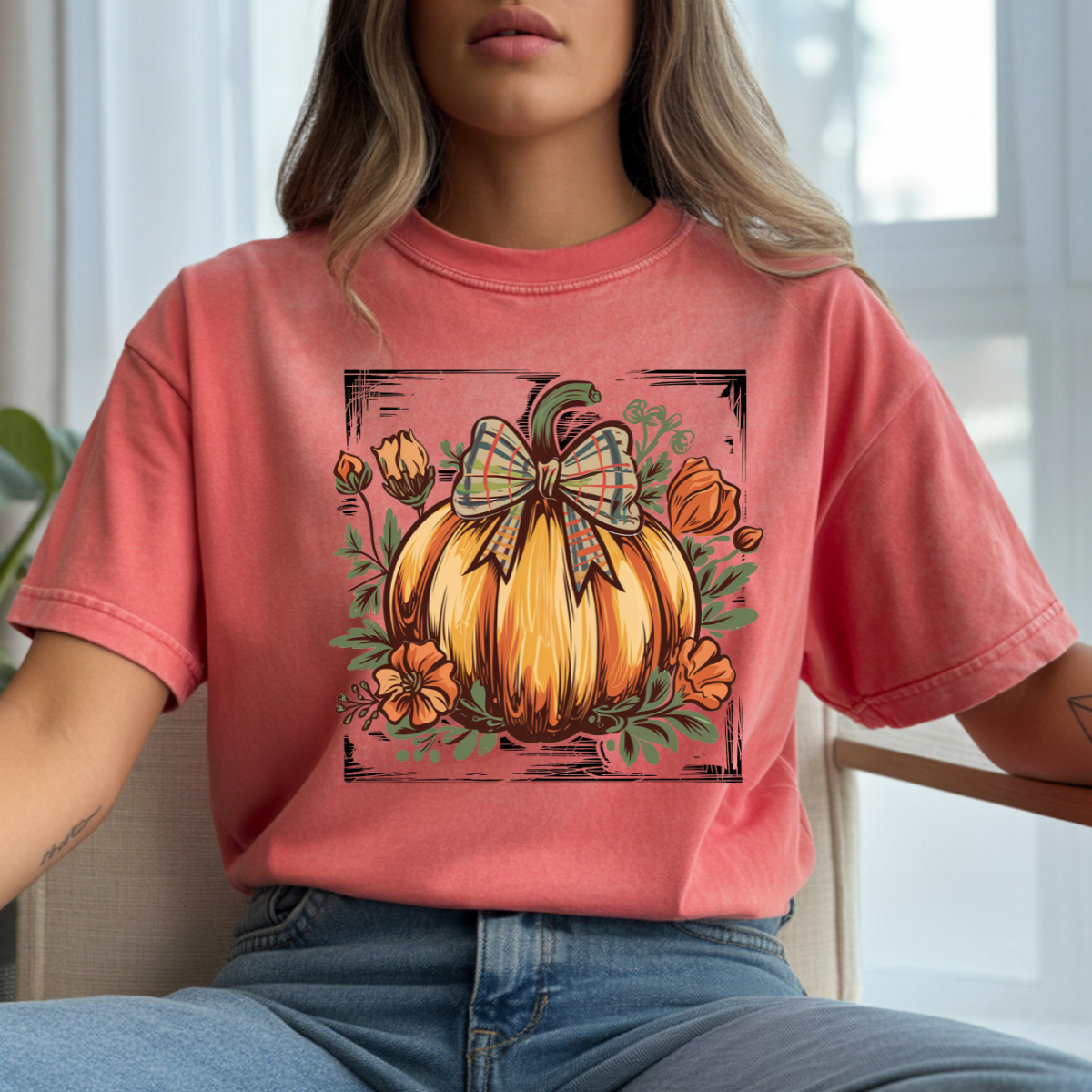 Floral Fall Pumpkin DTF Transfer