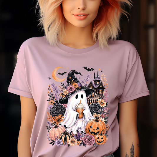 Floral Halloween Ghost DTF Transfer