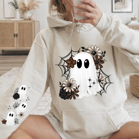 Floral Spiderweb Ghost with sleeves DTF Transfer
