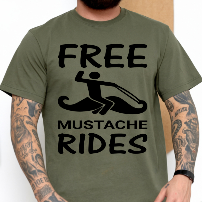 Free Mustache Rides DTF Transfer