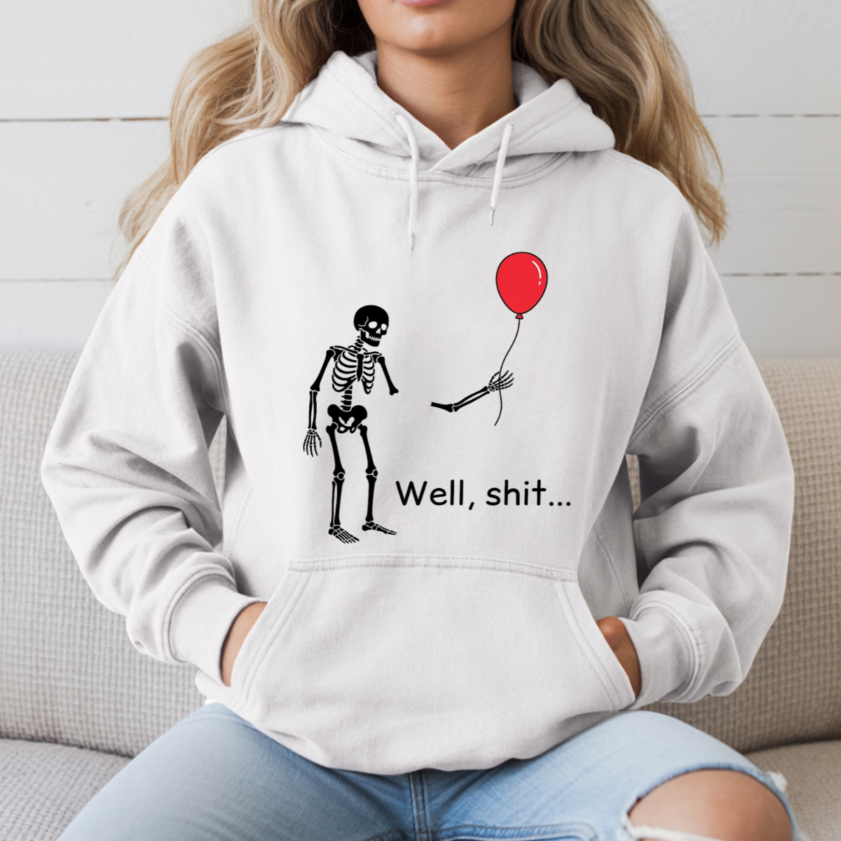 Funny Skeleton Lost Balloon Well Shit DTF Transfer