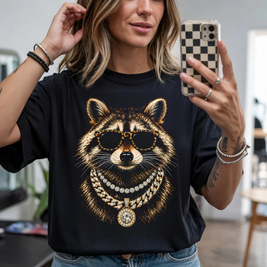 Glam Raccoon DTF Transfer