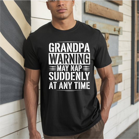 Grandpa Warning May Nap Anytime DTF Transfer