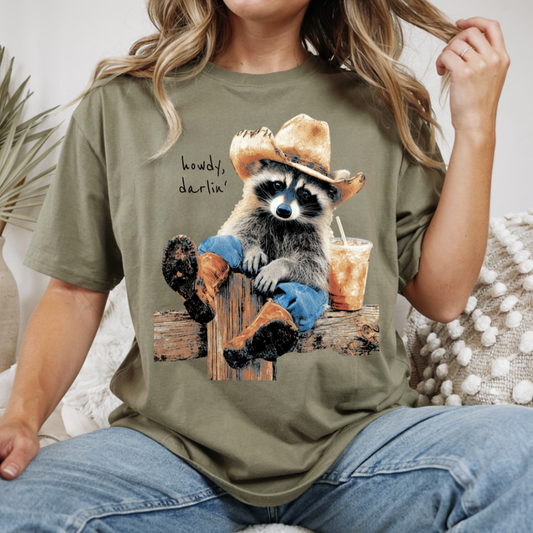 Howdy Darlin Raccoon DTF Transfer