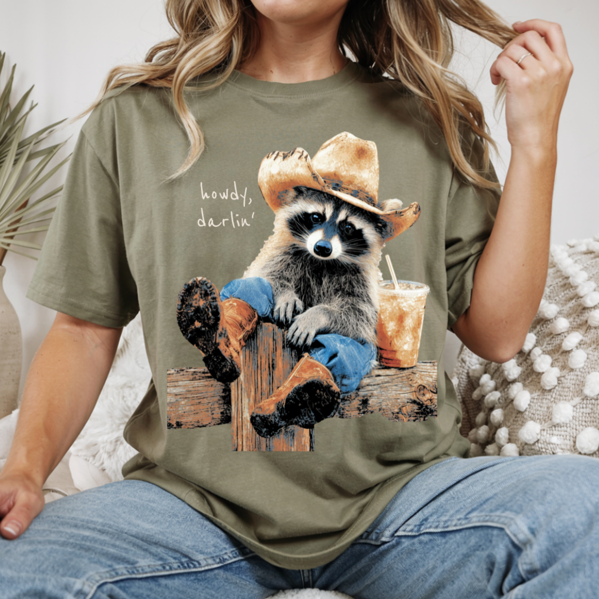 Howdy Darlin Raccoon DTF Transfer