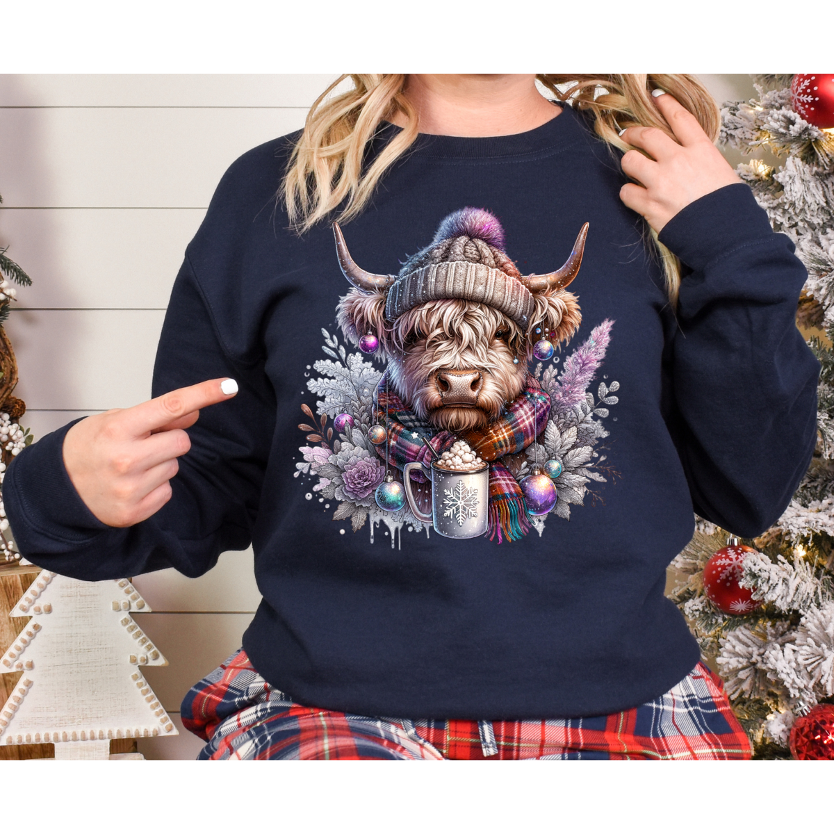 Iridescent Winter Highland Cow DTF Transfer