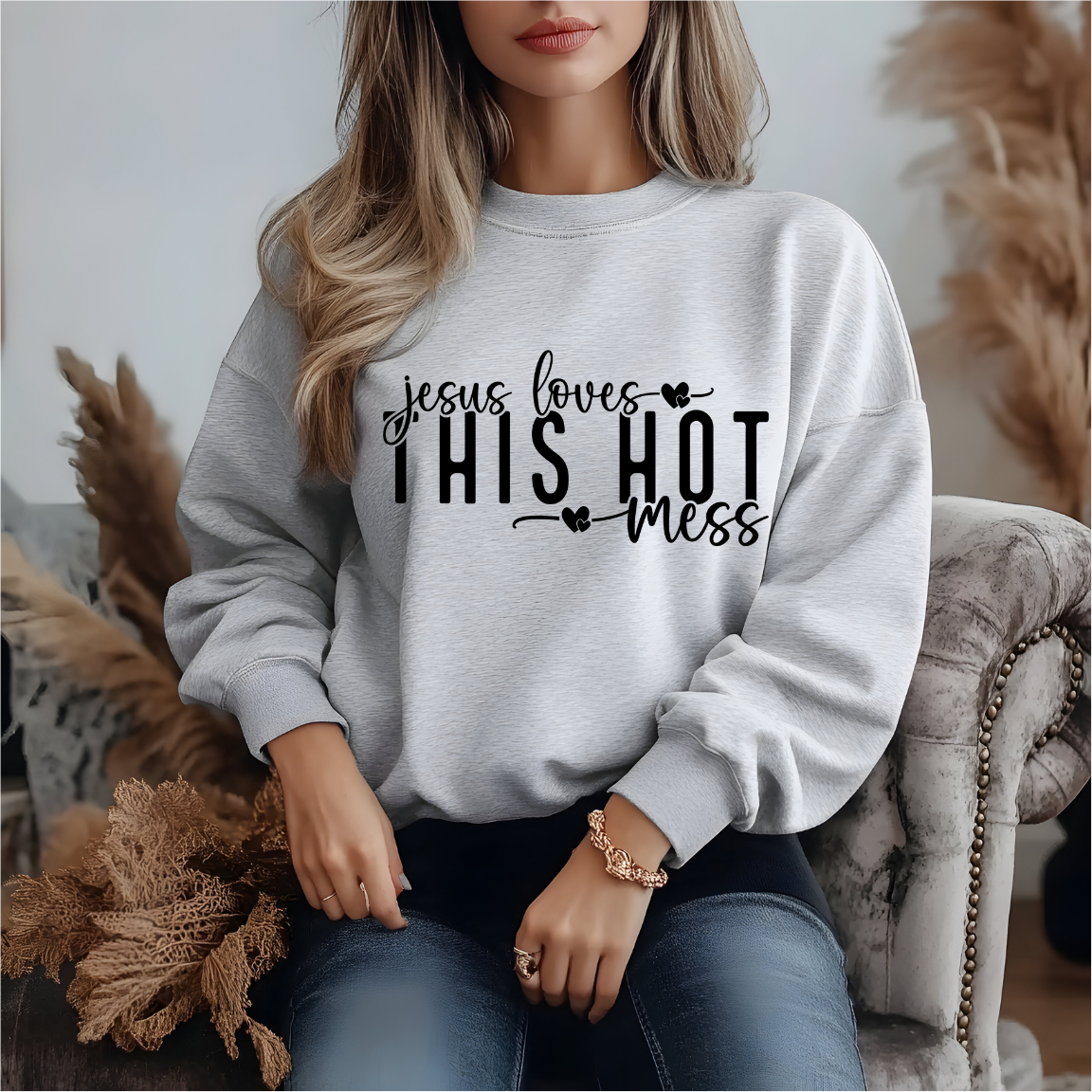 Jesus Loves This Hot Mess DTF Transfer