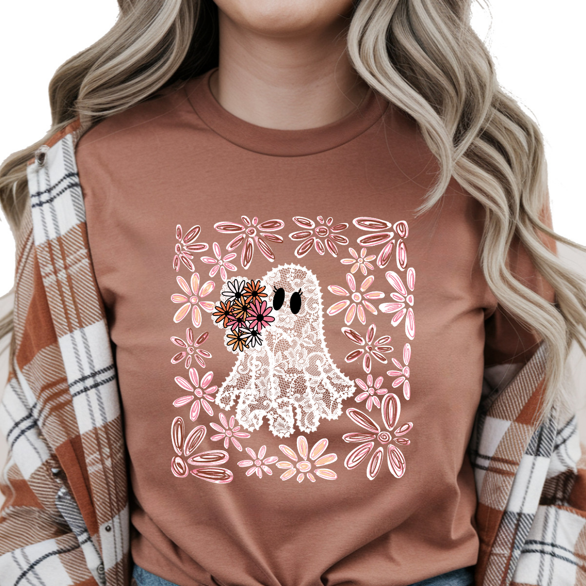 Lace Ghost with Flowers DTF Transfer