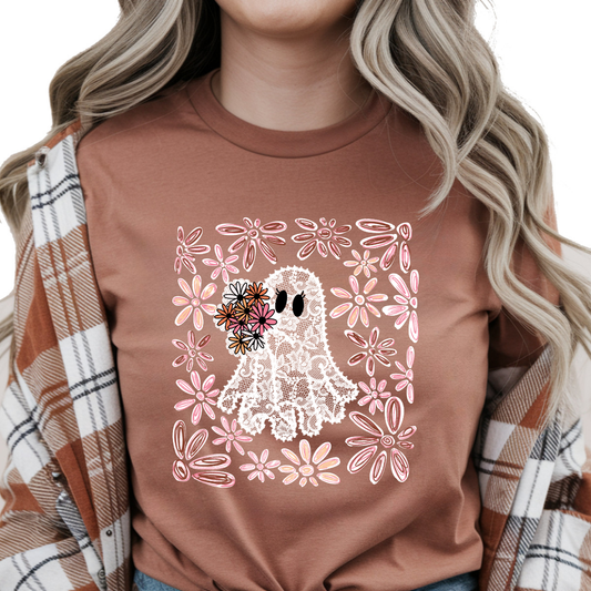 Lace Ghost with Flowers DTF Transfer