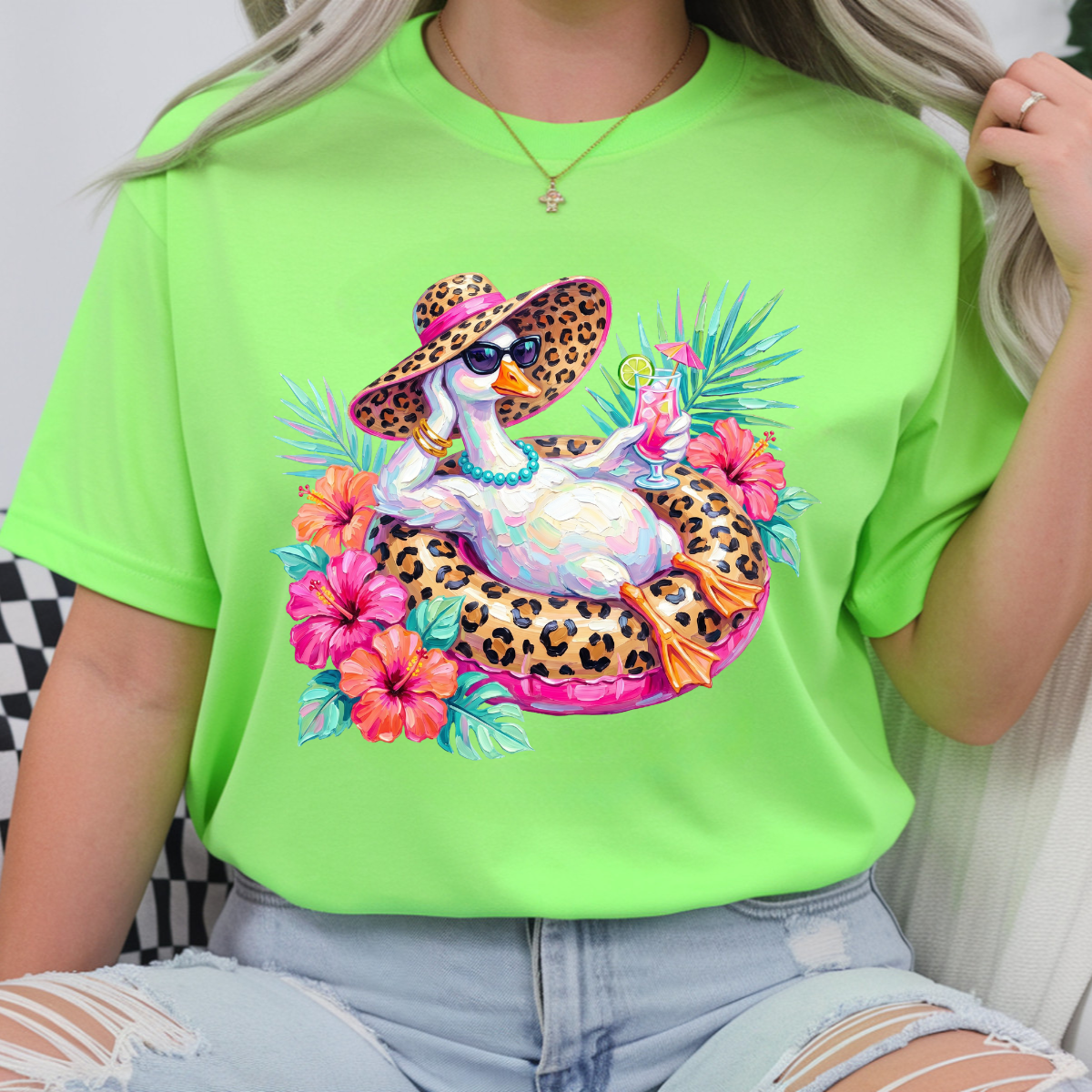 Leopard Pool Summer Goose DTF Transfer