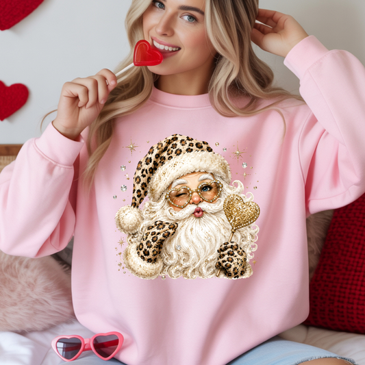Leopard Santa Heart Sucker DTF Transfer