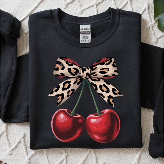 Leopard Cherry Bow DTF Transfer