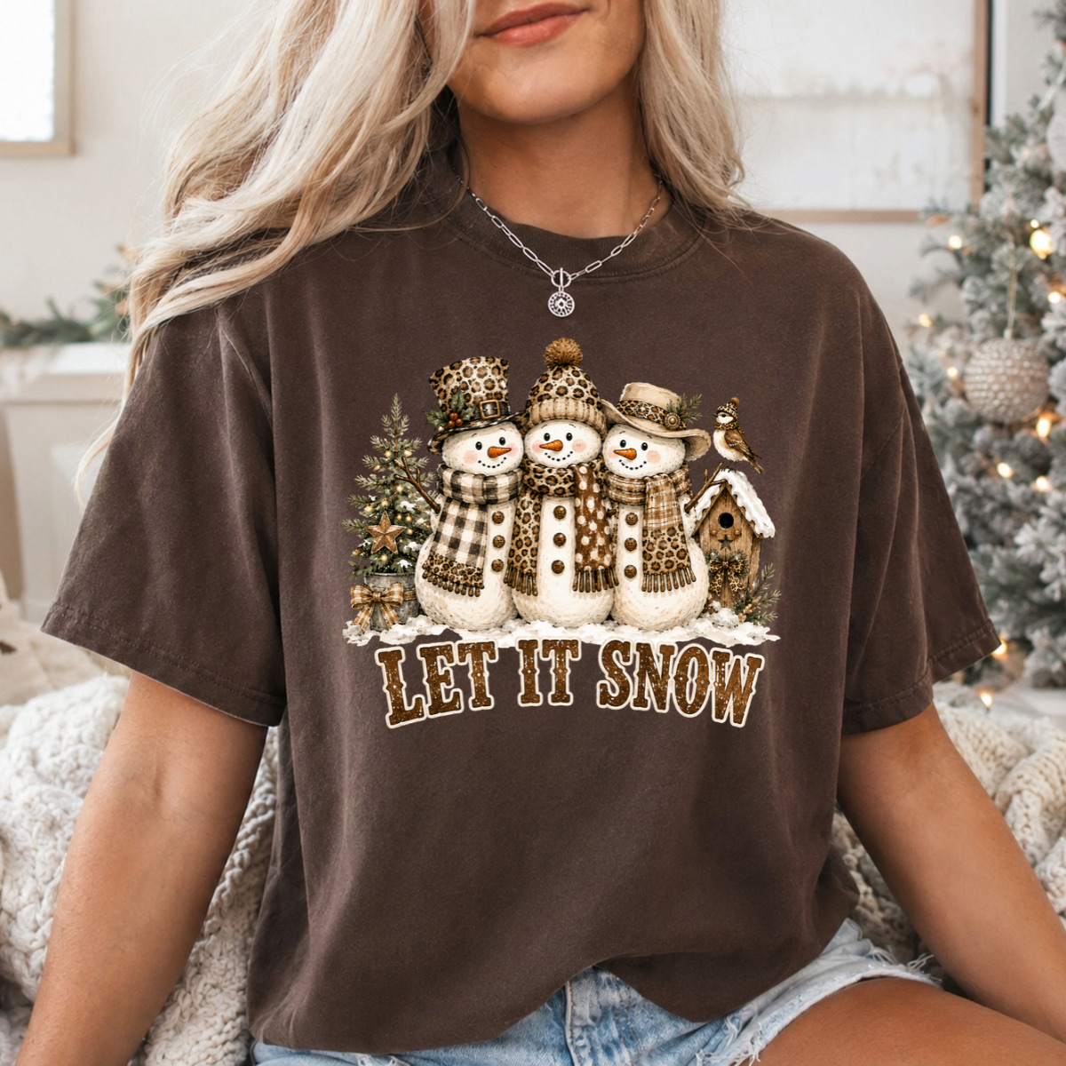 Let It Snow Snowman DTF Transfer
