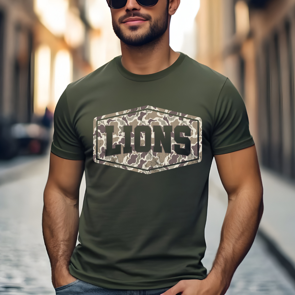 Lions Camo DTF Transfer