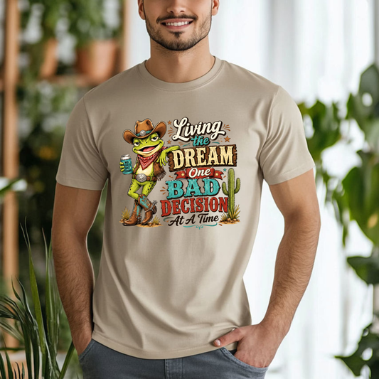 Living the Dream Frog Cowboy DTF Transfer