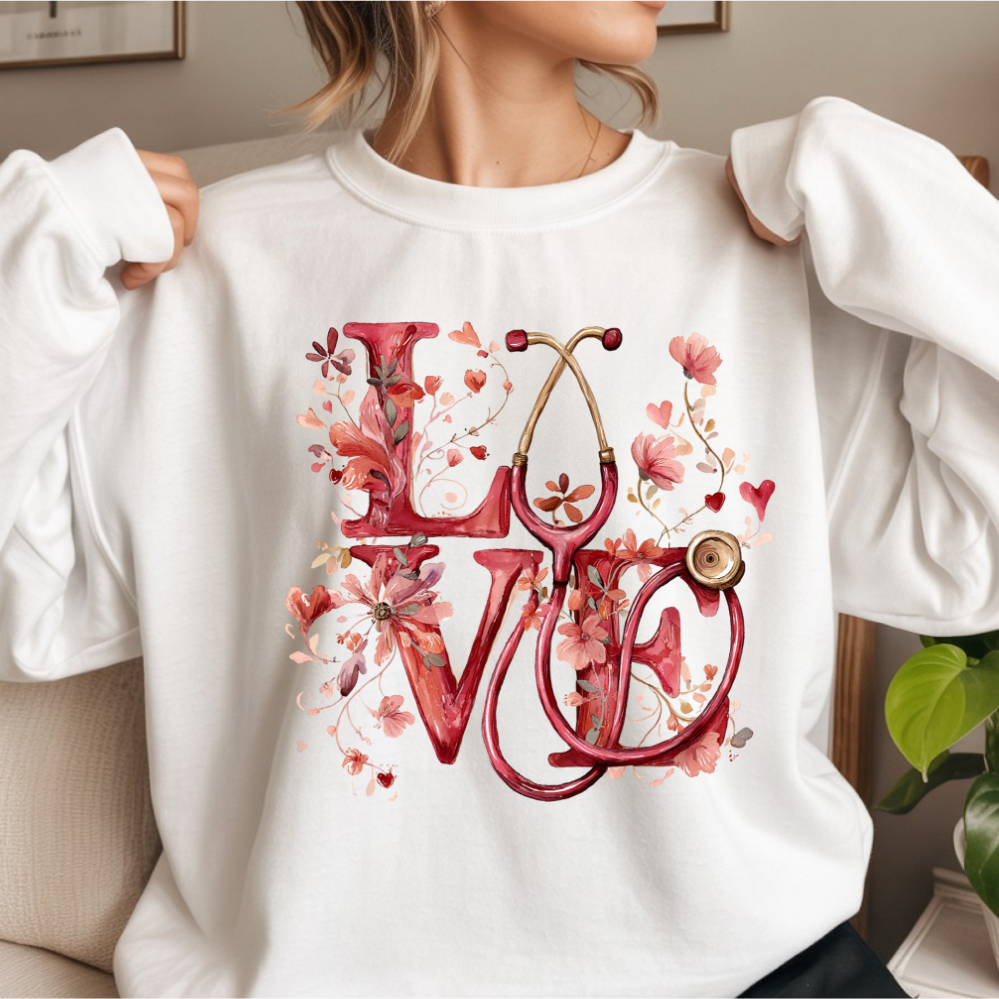 Love Floral Stethoscope DTF Transfer