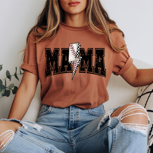 Mama Baseball Lightning Bolt DTF Transfer