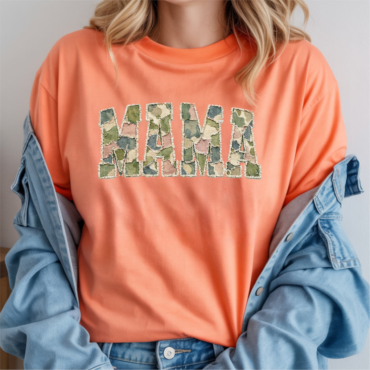 Mama Denim Camo DTF Transfer