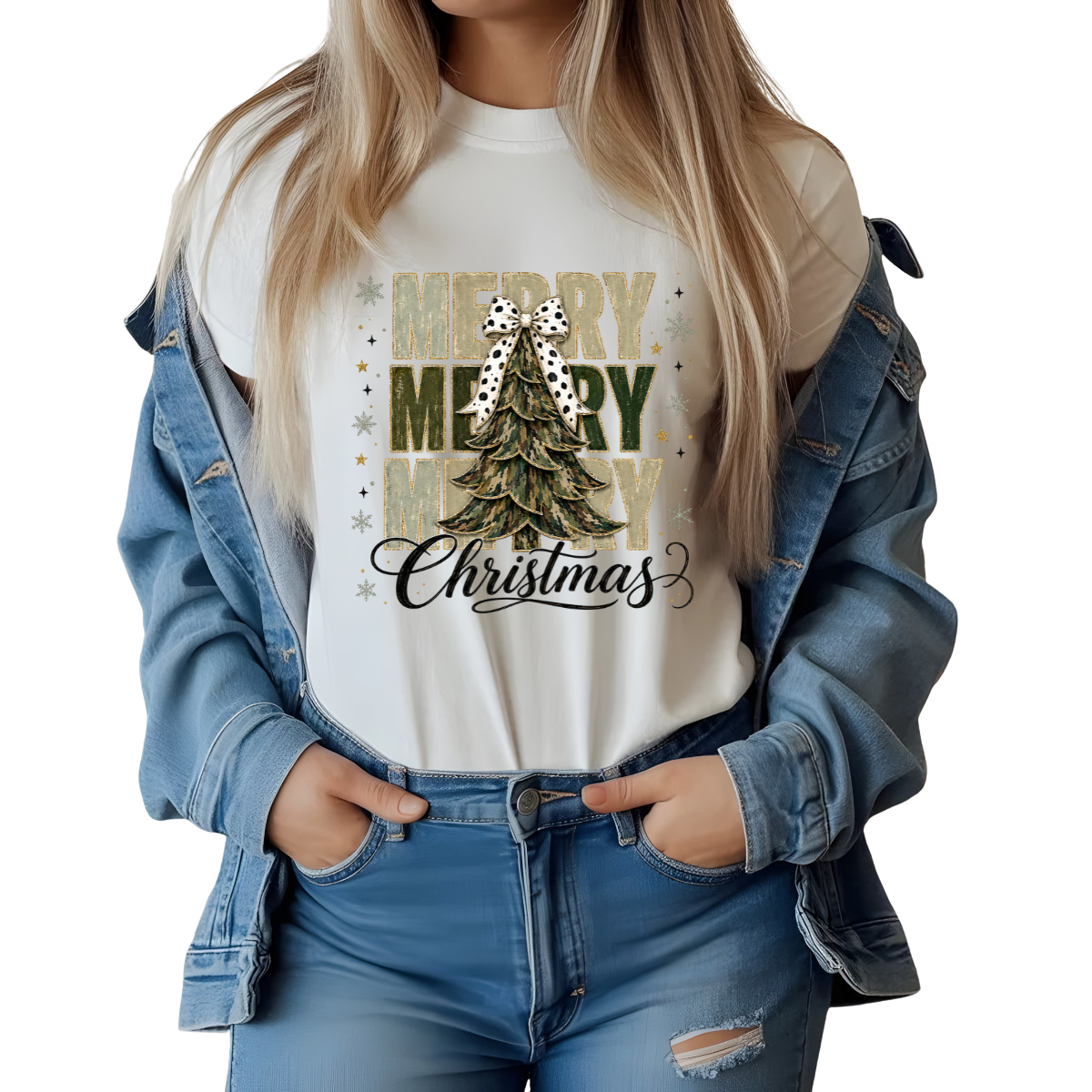 Merry Christmas Bow Tree DTF Transfer