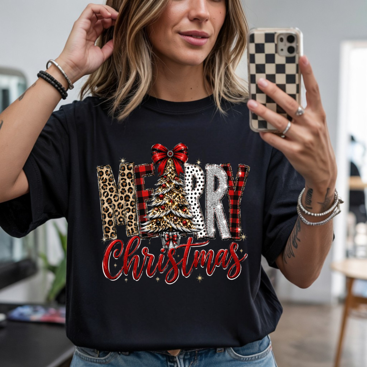Merry Christmas Leopard DTF Transfer
