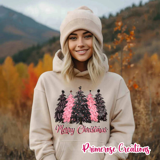 Design - Merry Christmas Pink and Black Trees