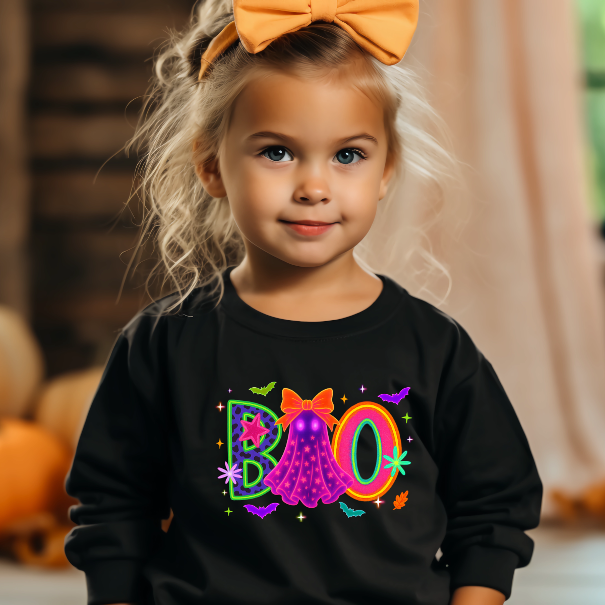 Neon Boo with Girl Ghost DTF Transfer