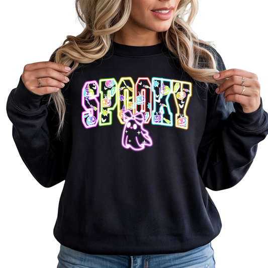 Neon Spooky with Pumpkins DTF Transfer
