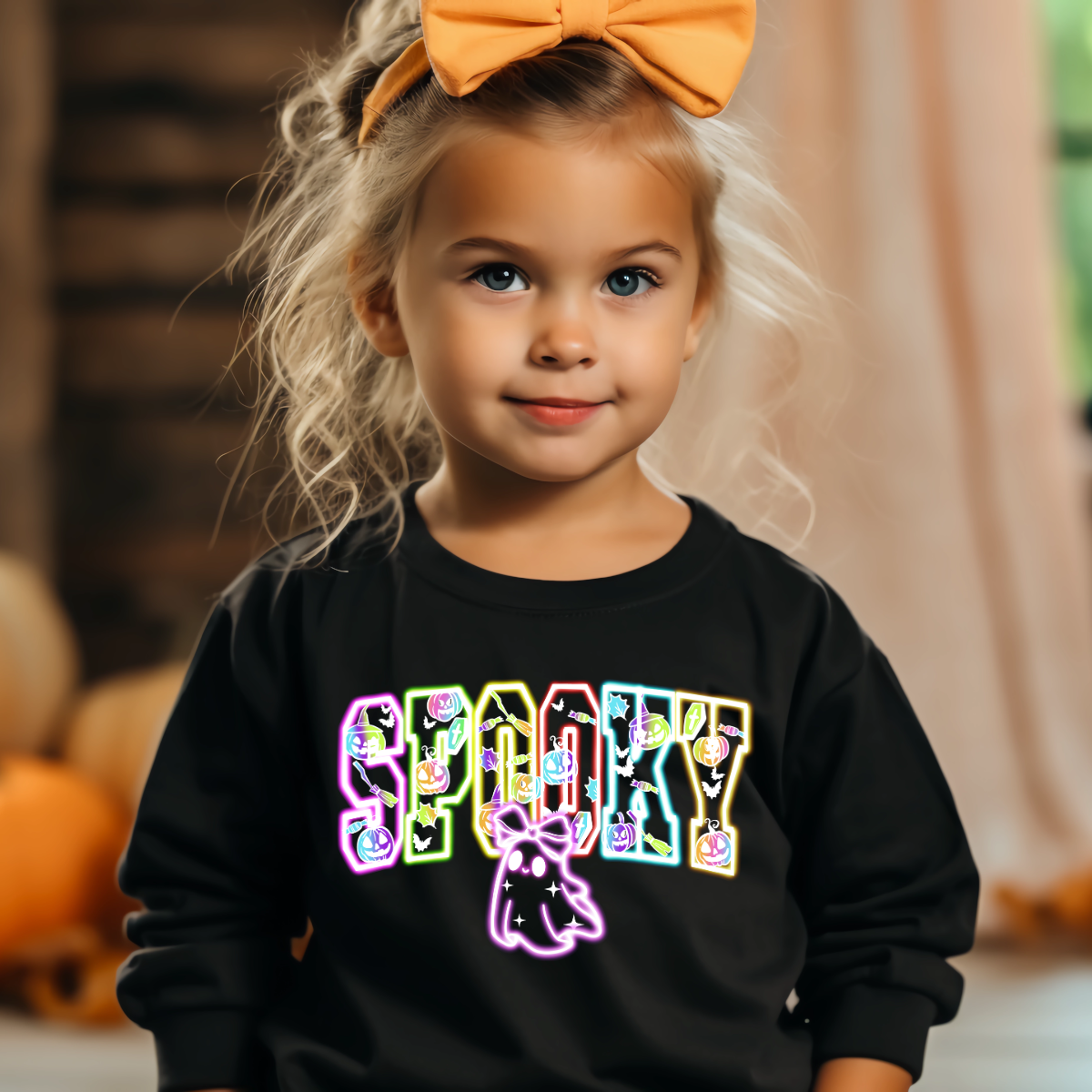 Neon Spooky with Pumpkins DTF Transfer