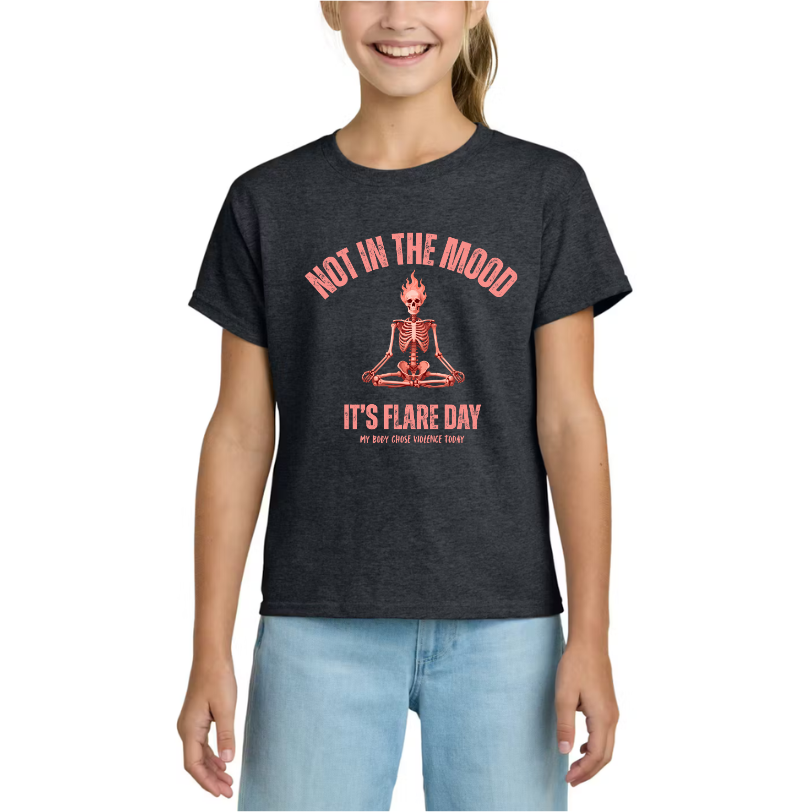 Exclusive Kids Not In The Mood Its Flare Day Coral Design Gildan Light Cotton T-Shirt