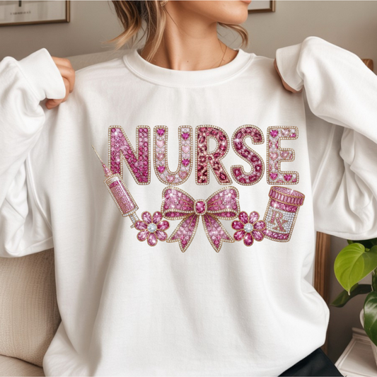 Nurse Faux Rhinestone DTF Transfer