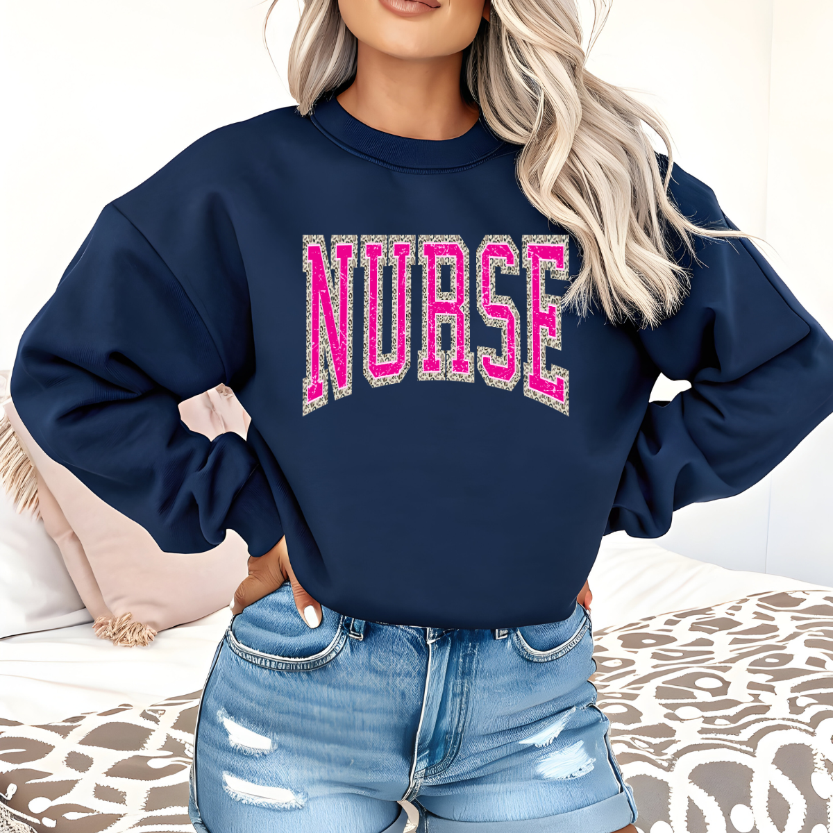 Nurse Pink Trimmed In Leopard DTF Transfer