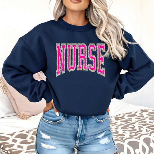 Nurse Pink Trimmed In Leopard DTF Transfer