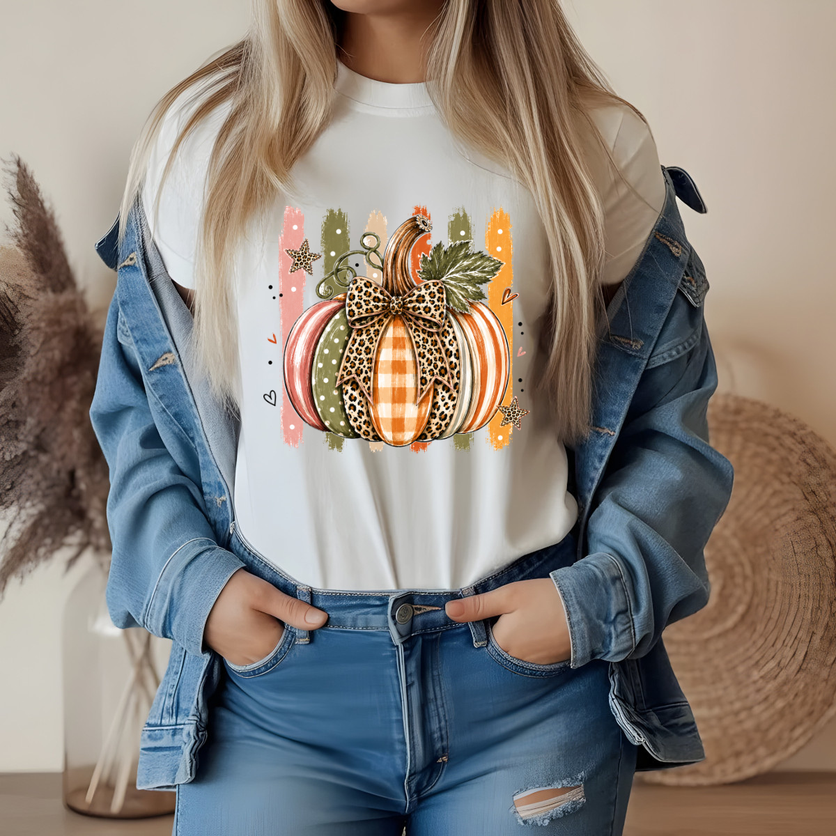 Paint Stripes Pumpkin DTF Transfer