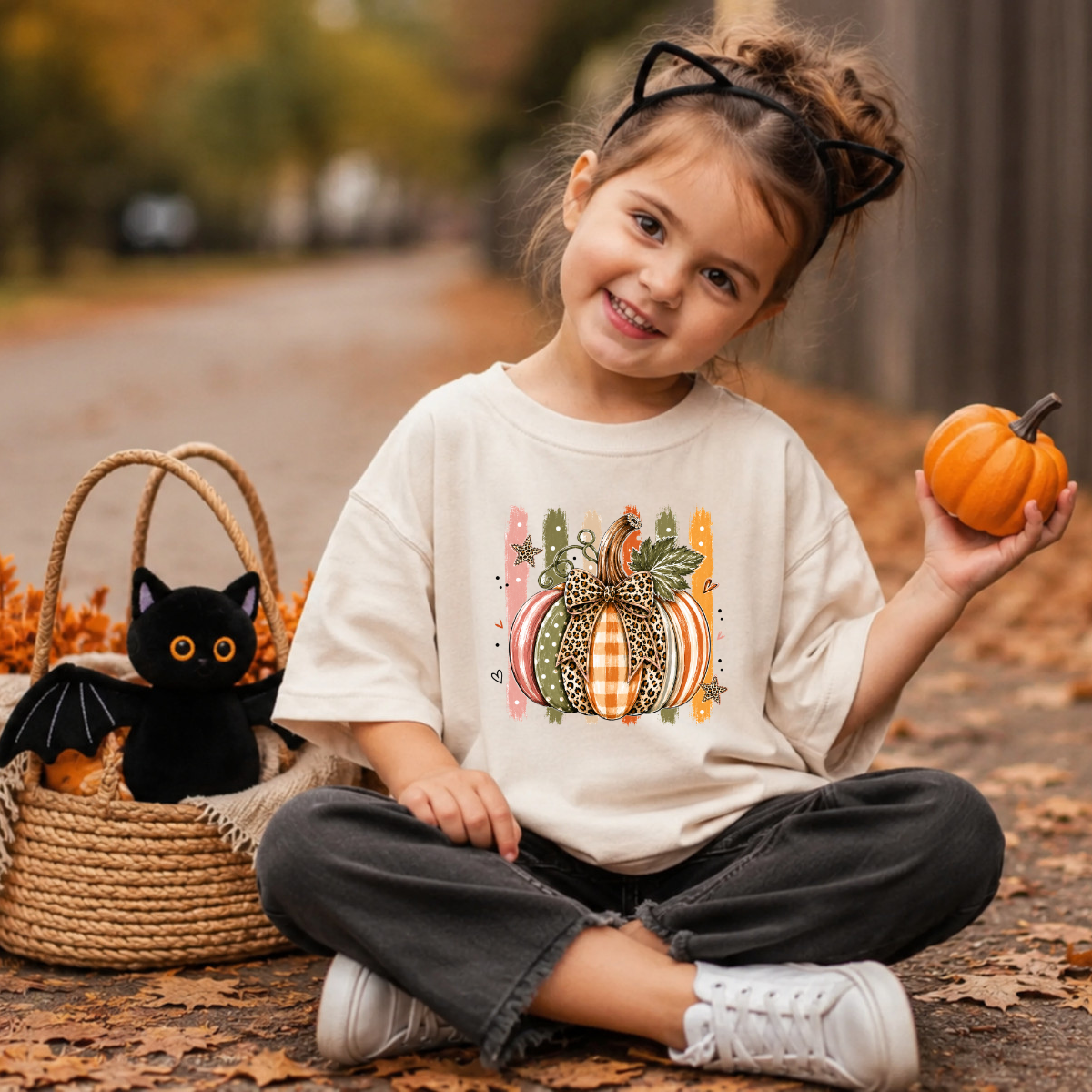 Paint Stripes Pumpkin DTF Transfer