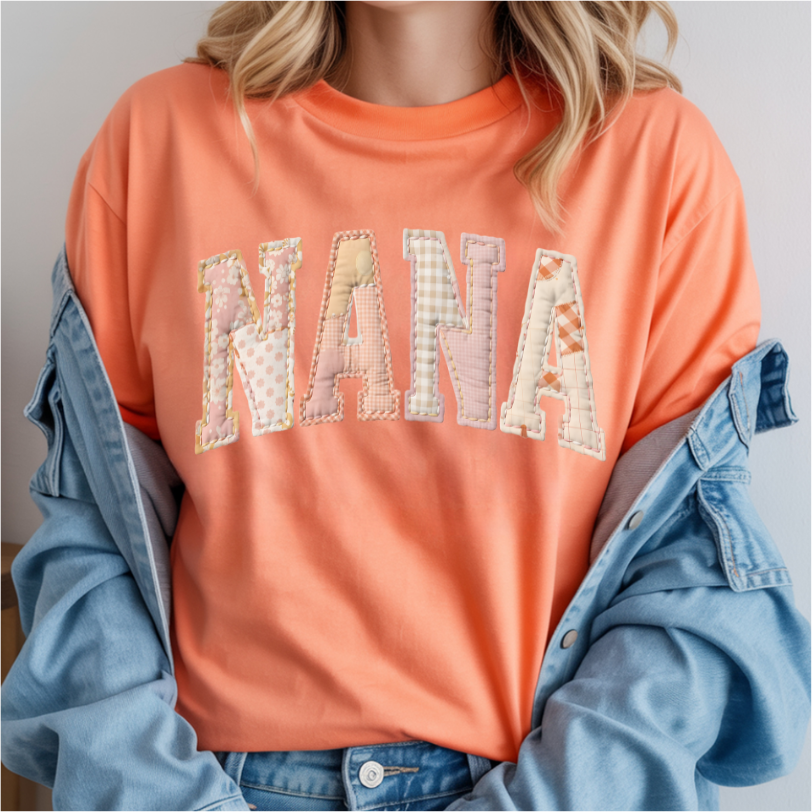 Patchwork Floral Nana DTF Transfer