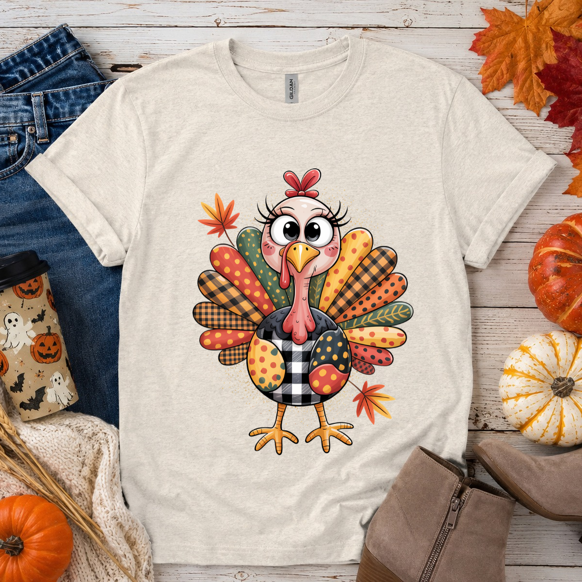 Patchwork Turkey DTF Transfer