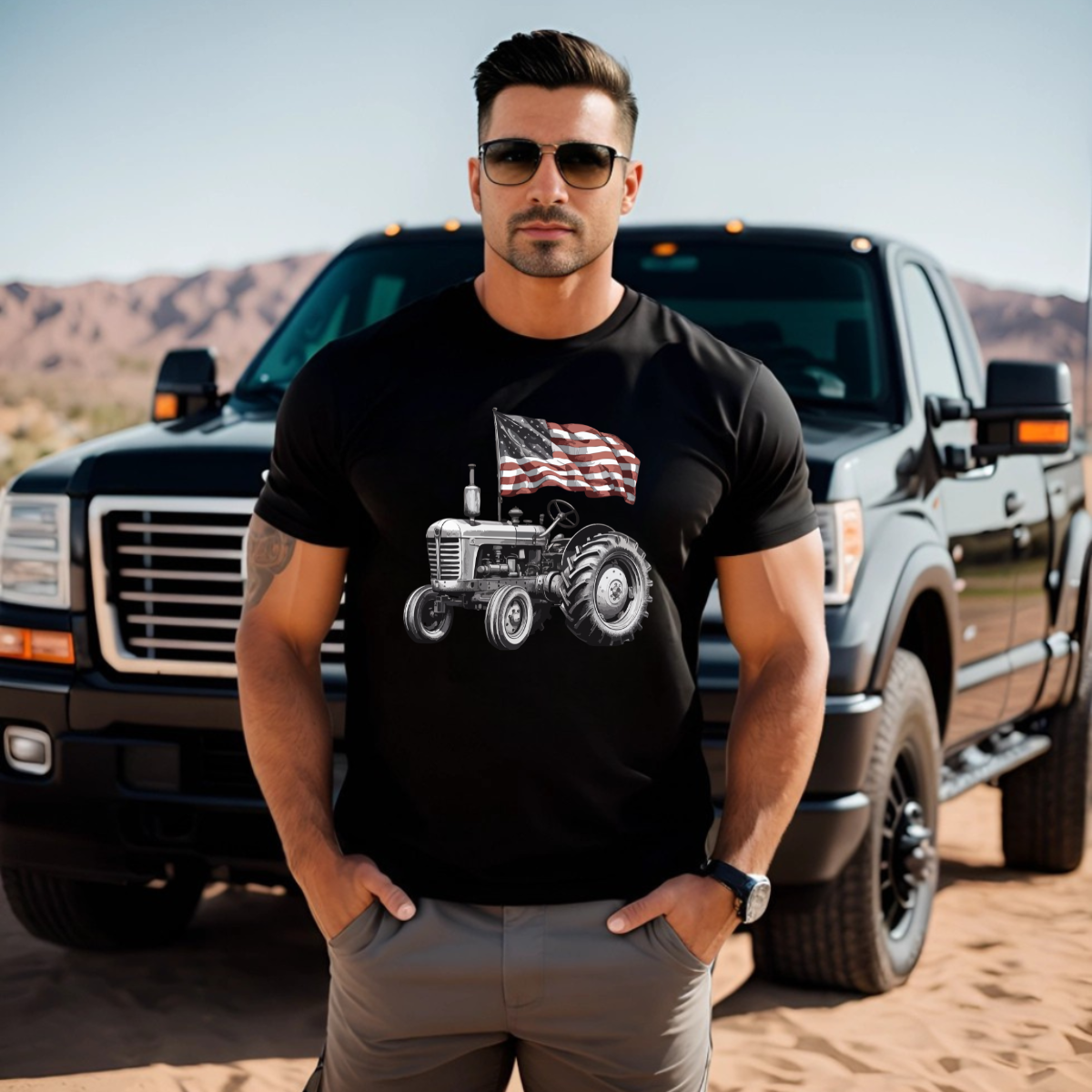 Patriotic Vintage Tractor DTF Transfer