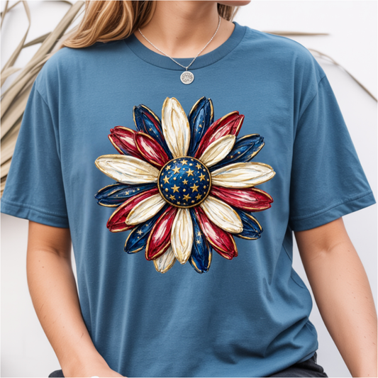 Patriotic Daisy DTF Transfer