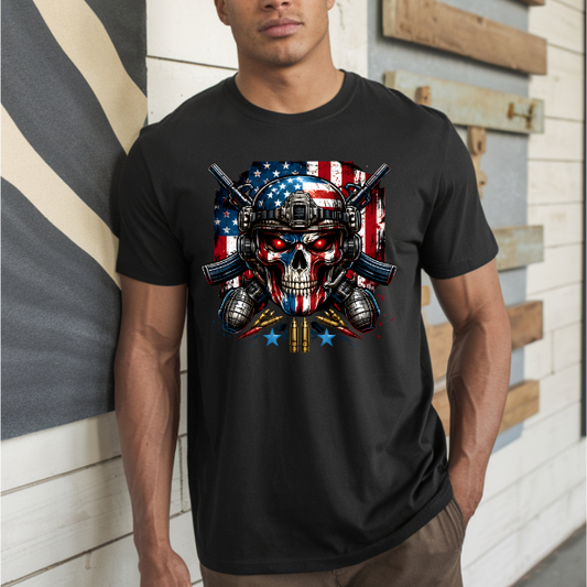 Patriotic War Skull DTF Transfer