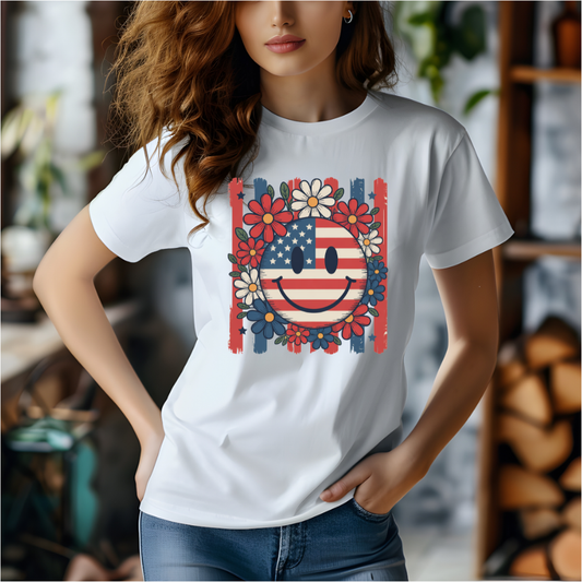 Patriotic Smiley Face DTF Transfer