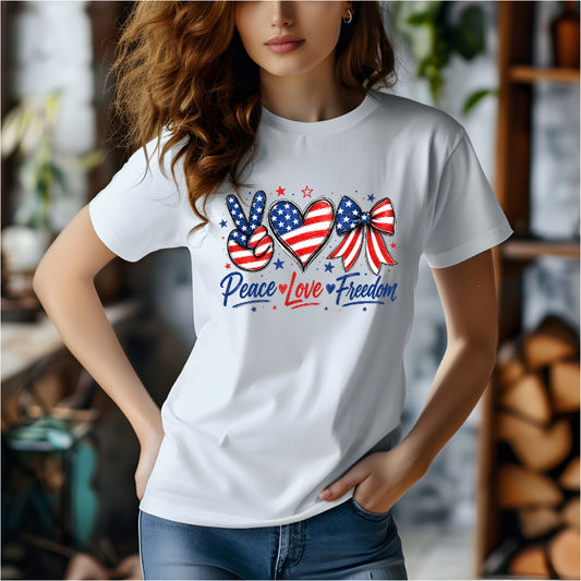 Peace Love Freedom Patriotic DTF Transfer