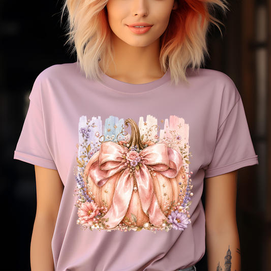 Pink Bow Pumpkin DTF Transfer