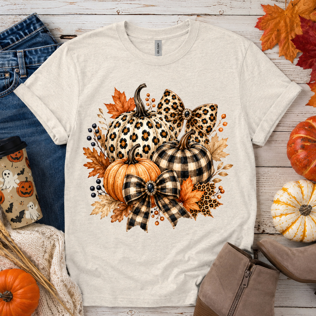 Plaid Leopard Pumpkin Coquette DTF Transfer