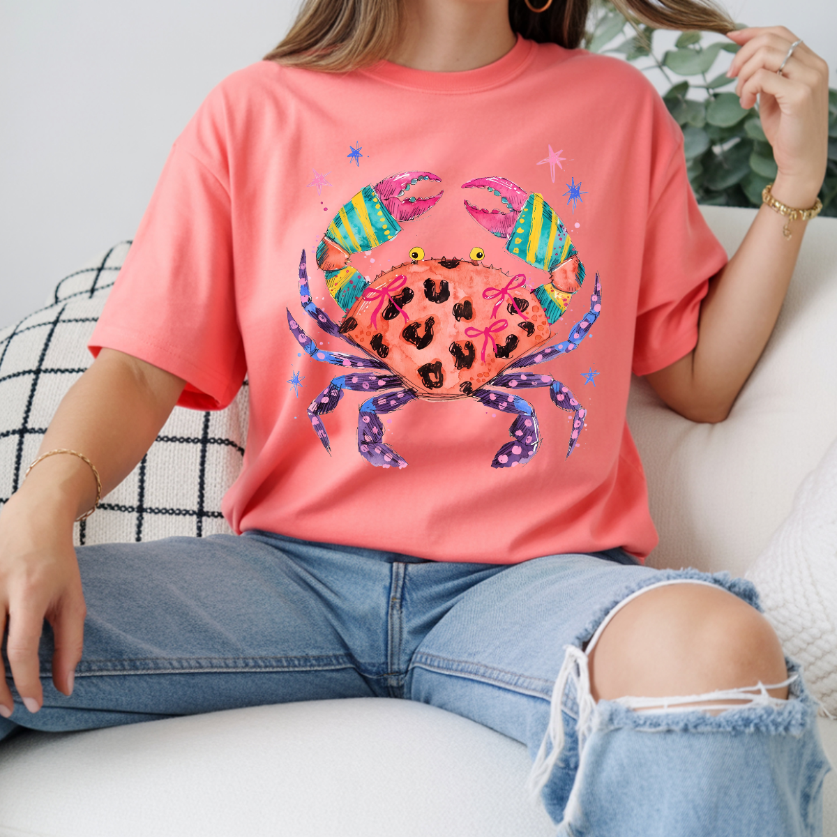 Preppy Summer Crab DTF Transfer