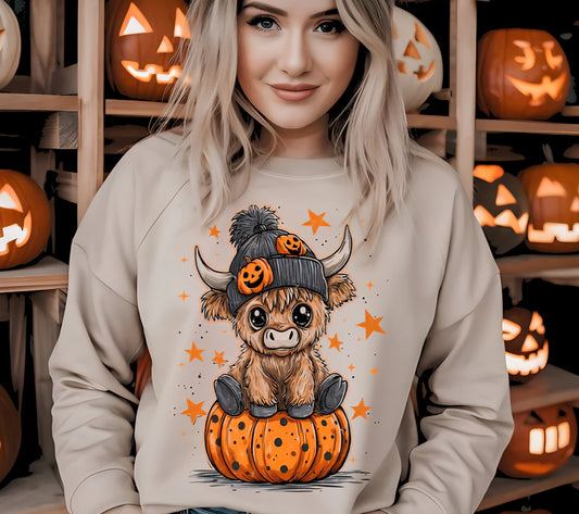 Design - Spooky Pumpkin Highland Cow