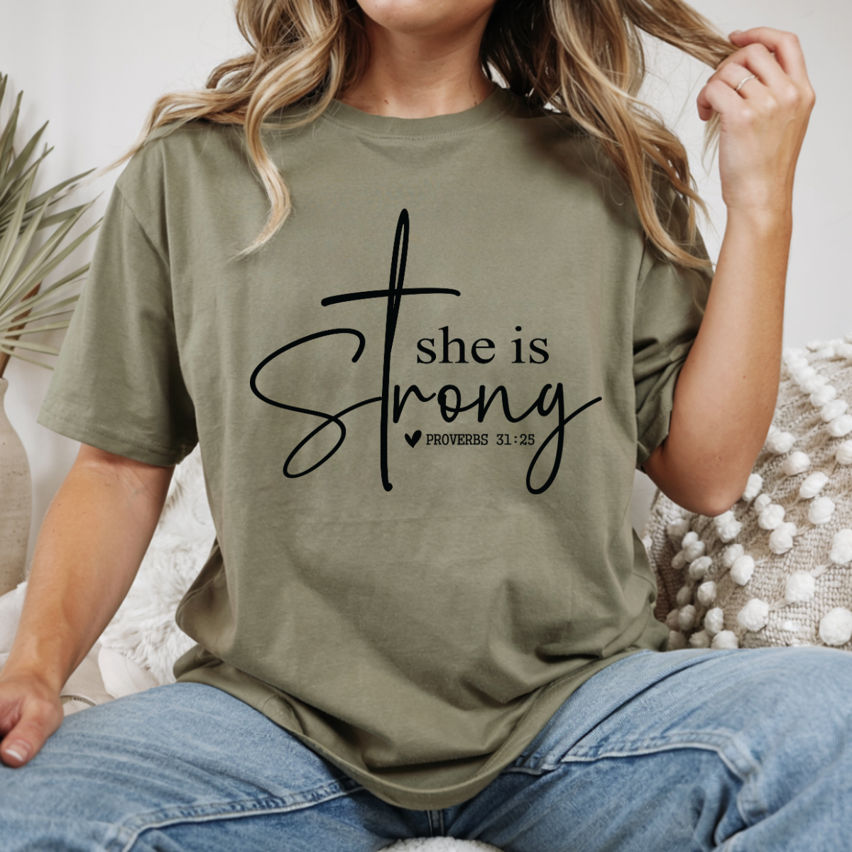 She Is Strong Proverbs 31:25 DTF Transfer