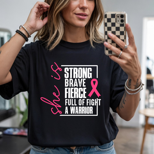 She Is Strong Breast Cancer DTF Transfer